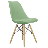 Set scaune cu picioare de lemn cu o pernă - verde - AGA MR2035Green 