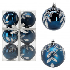 Set globuri de Crăciun - 6 buc, 7 cm - frunză, albastru închis Preview