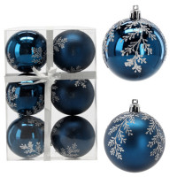 Set globuri de Crăciun - 6 buc, 7 cm - ramură, albastru închis 