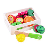 Set cutie cu fructe, cu tocător și cuțit din lemn - Inlea4Fun FRUIT BOX 