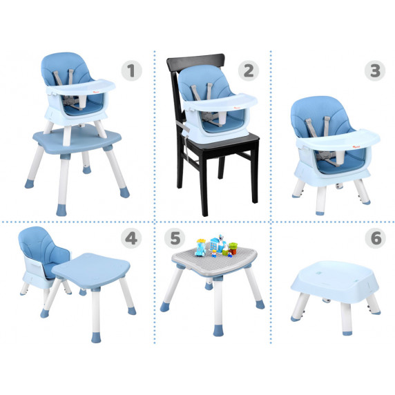 Scaun de masă bebe multifuncțional - 6 în1 -  Inlea4Fun - albastru
