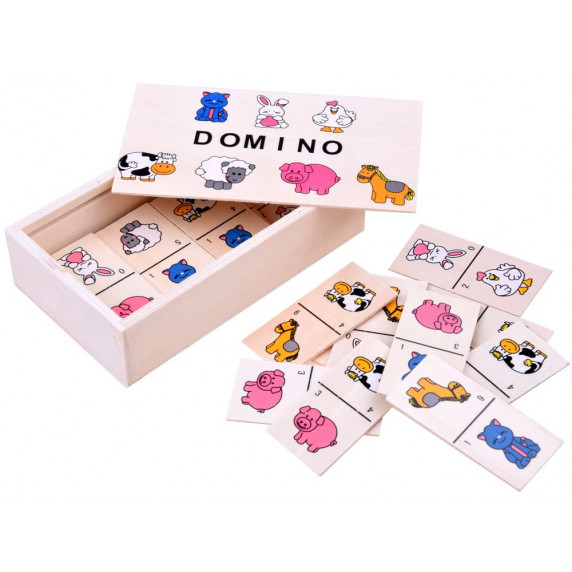 Joc domino în cutie de lemn - Inlea4Fun DOMINO - animale