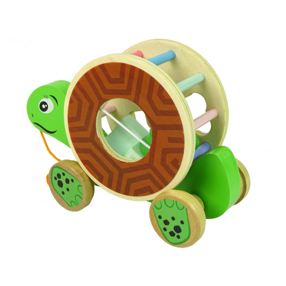 Jucărie de tras cu forme din lemn - țestoasă - Inlea4Fun BLOCK TRAILER