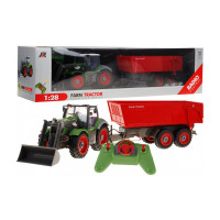 Tractor agricol cu remorcă și telecomandă - 1:28 - verde 