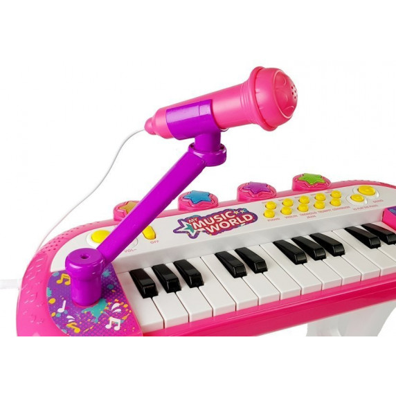 Pian electric de jucărie cu scaun - Inlea4Fun MY MUSIC WORLD - roz