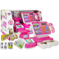 Casă de marcat de jucărie - Inlea4Fun CASH REGISTER - alb/roz 