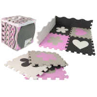 Covor de joacă din spumă, puzzle - 25 elemente - Inlea4Fun - negru, roz 