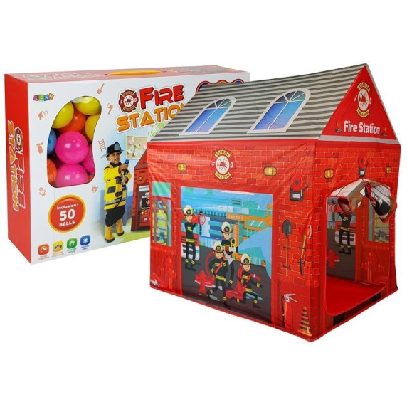 Cort de joacă pentru copii cu bile colorate - Inlea4Fun FIRE STATION