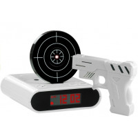 Ceas cu alarmă și pistol cu țintă - alb 