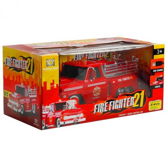 Mașină de pompieri cu telecomandă - 30 cm Inlea4Fun FIRE FIGHTER