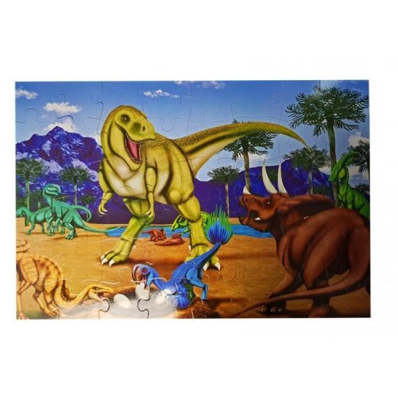 Puzzle dinozaur - 92 cm x 62 cm - 48 bucăți