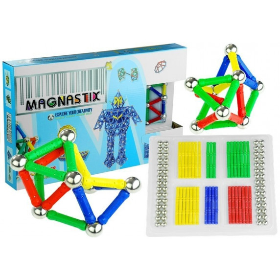 Jucărie de construcție magnetică - Inlea4Fun BIG MAGNASTIX 188 buc