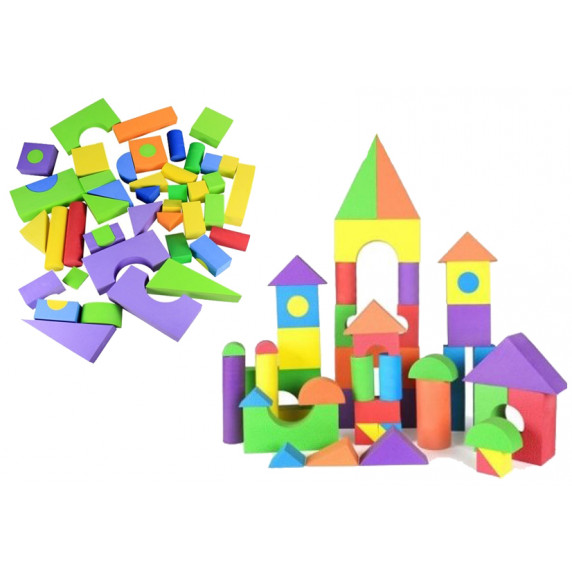 Cuburi colorate din spumă - 48 buc - Inlea4Fun BUILDING BLOCKS 