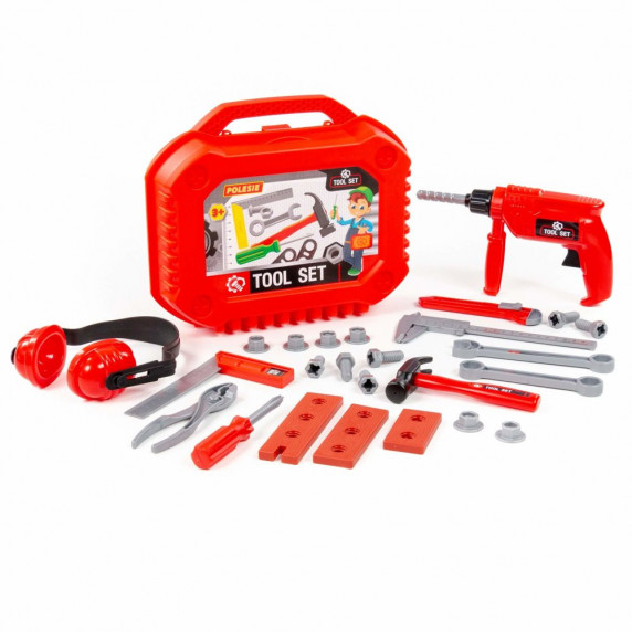 Trusă de unelte în valiză - 27 piese - POLESIE Tool Set - roșu