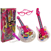 Chitară pentru copii cu microfon și ochelari -  Inlea4Fun GIRL LUCK 