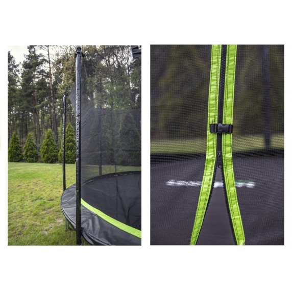 Trambulină 305 cm cu scară și plasă de siguranță interioară - LEAN SPORT PRO 10 ft - negru/verde