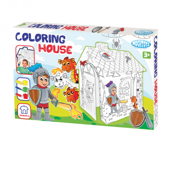 Căsuță carton cu figuri de colorat, Cavaleri, Coloring House Mochtoys