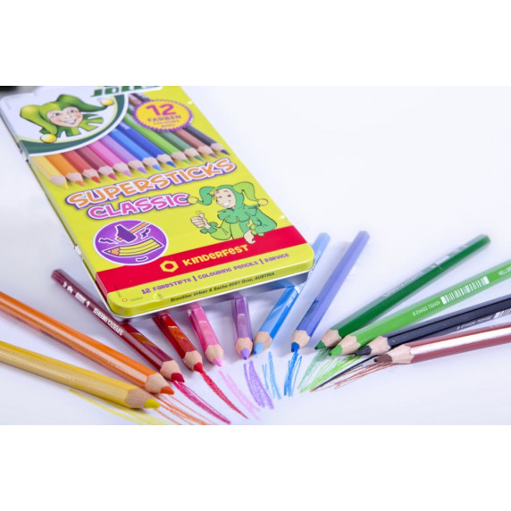 Creioane colorate - 12 bucăți - JOLLY Superstics Classic