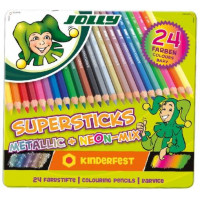 Creioane colorate - 24 bucăți - JOLLY Superstics Metallic+Neon 