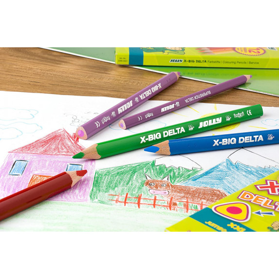 Creioane colorate - 12 bucăți -  JOLLY X-Big Delta