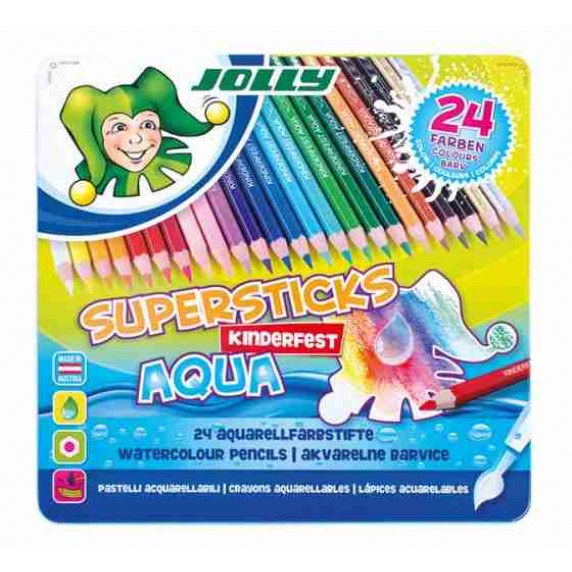 Creioane colorate - 24 bucăți - JOLLY SUPERSTICKS AQUA 