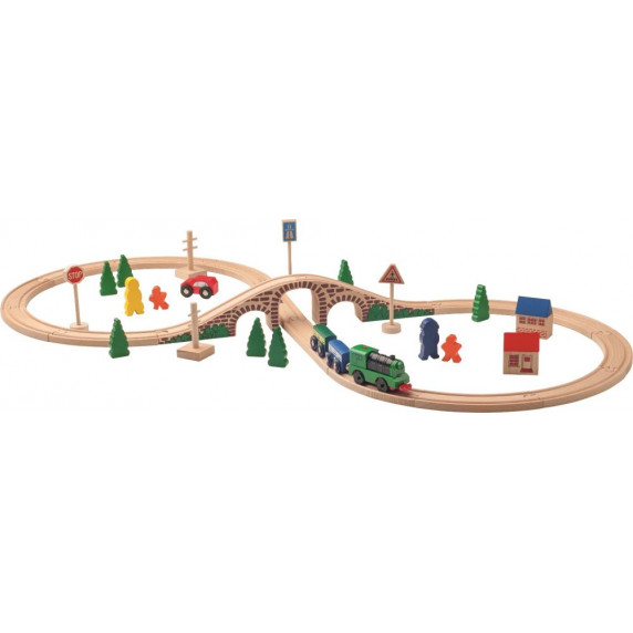 Set cale ferată din lemn - 40 elemente - WOODYLAND Railway set