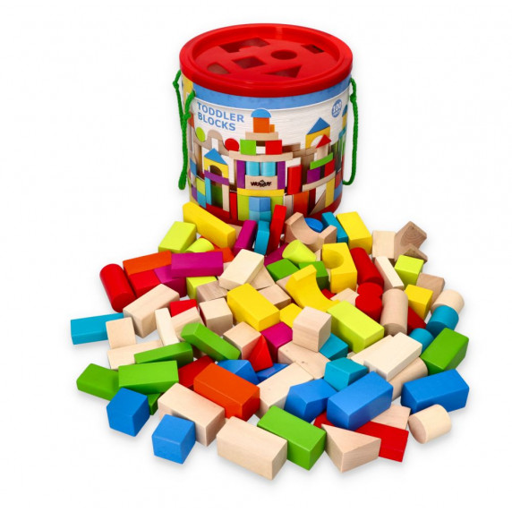 Cuburi colorate din lemn - 100 bucăți - WOODYLAND