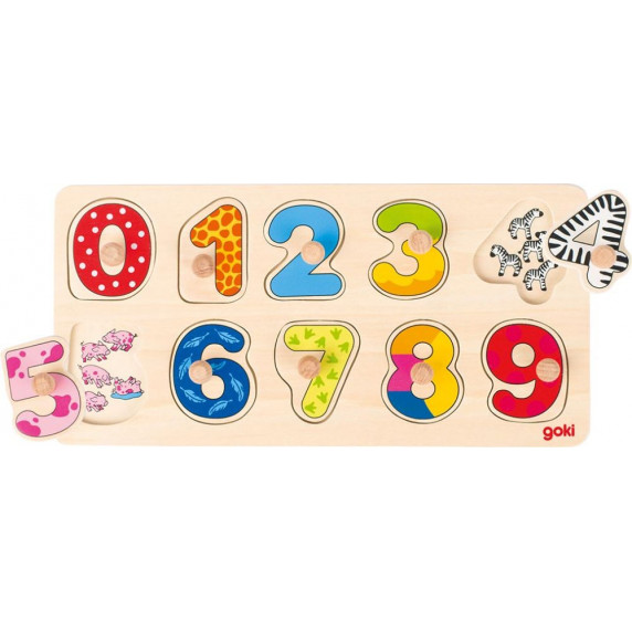 Jucărie cu forme din lemn - GOKI - numere