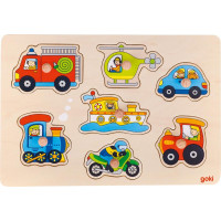 Jucărie cu forme din lemn - GOKI - mijloace de transport 