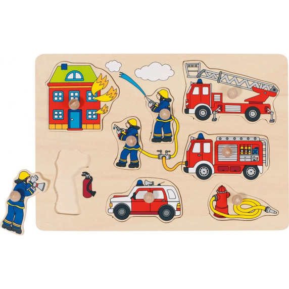 Jucărie cu forme din lemn - GOKI - pompier