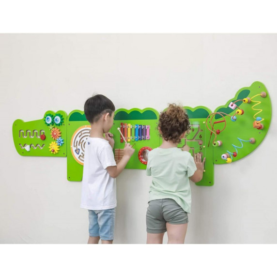 Joc educativ pentru copii din lemn - Viga 187 x 61 x 16,5cm- crocodil 