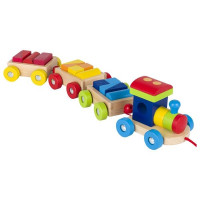 Trenuleț lemn cu cuburi colorate Goki 