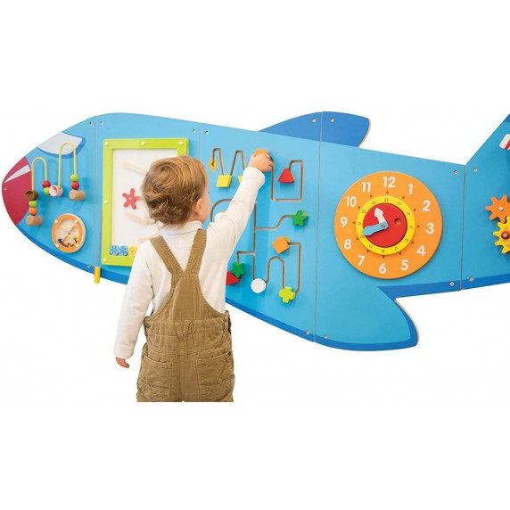 Joc educativ pentru copii din lemn - Viga 180 x 66 x 5cm - avion 