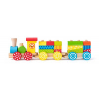 Trenuleț lemn cu cuburi colorate Woodyland 