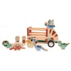 Mașină transport animale din lemn - dinosauri - MAGNI Dino Car 