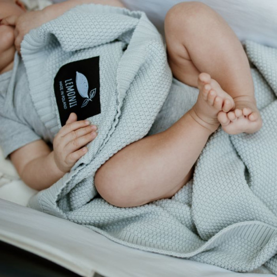 Pătură tricotată pentru copii - LEMONII Baby Blanket - gri
