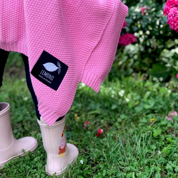 Pătură tricotată pentru copii - LEMONII Baby Blanket - roz deschis