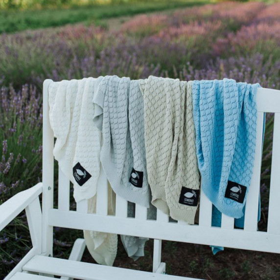Pătură tricotată pentru copii - LEMONII Cotton Blanket - gri