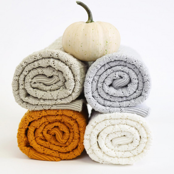 Pătură tricotată pentru copii - LEMONII Cotton Blanket - alb