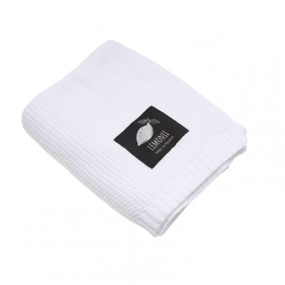 Pătură tricotată pentru copii - LEMONII Baby Blanket - alb