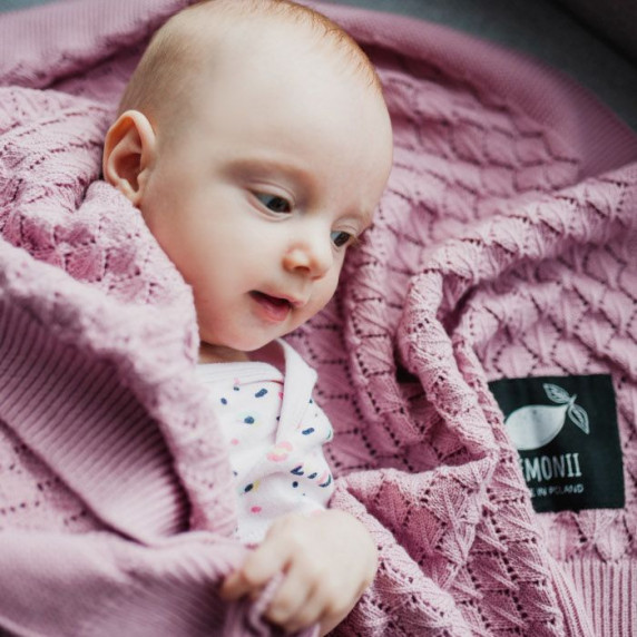 Pătură tricotată pentru copii - LEMONII Cotton Blanket - roz