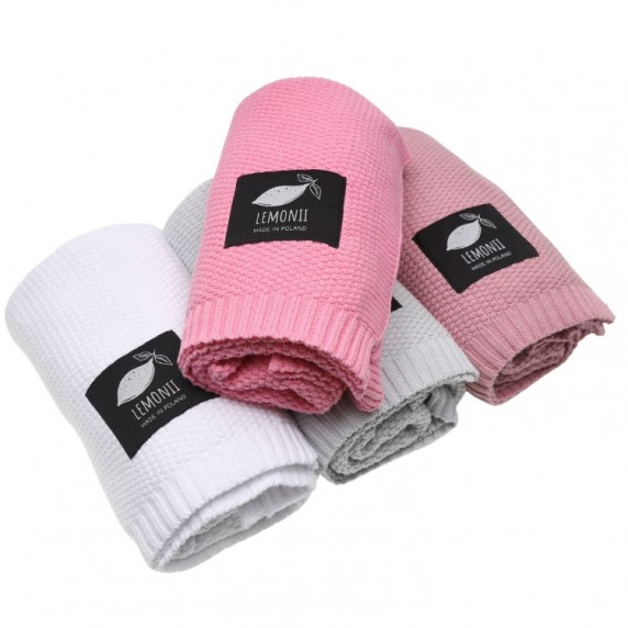 Pătură tricotată pentru copii - LEMONII Baby Blanket - roz