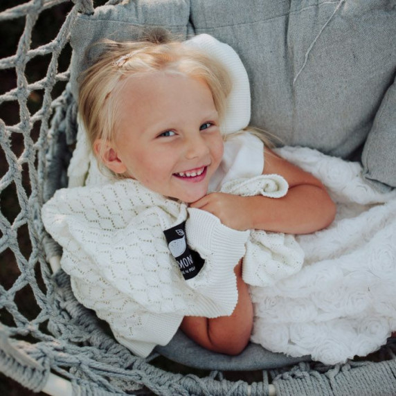 Pătură tricotată pentru copii - LEMONII Cotton Blanket - alb
