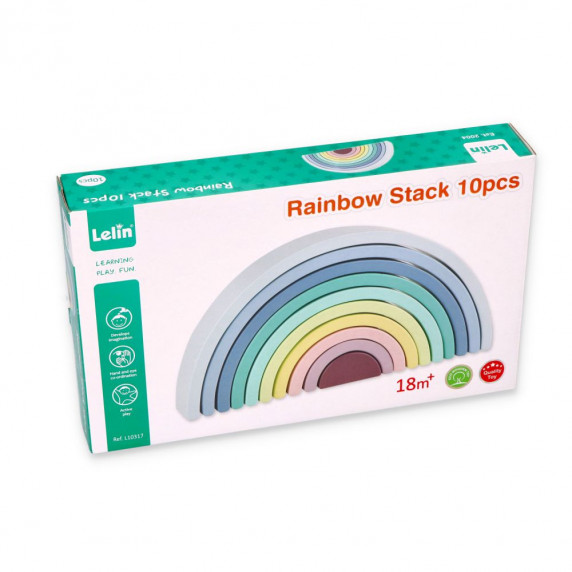 Jucărie de construcție din lemn - curcubeu - LELIN Rainbow Stack
