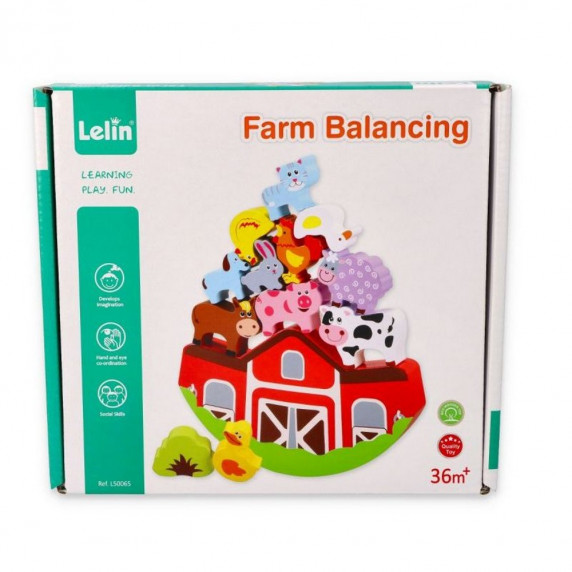 Jucărie de echilibru din lemn - fermă - Lelin
