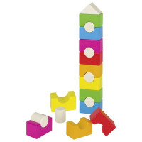 Cuburi din lemn colorate - GOKI Stalcking Tower 