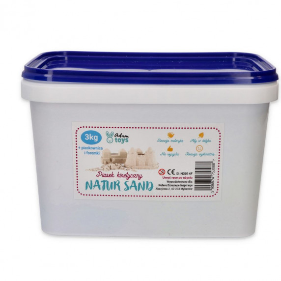 Nisip modelabil / nisip kinetic - 3 kg - ADAM TOYS Natursand + forme de litere și numere - N3014FLC