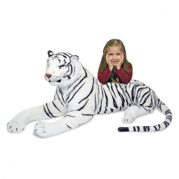 Tigru alb de pluș 100 cm - Melissa&Doug  WHITE TIGER GIANT STUFFED ANIMAL