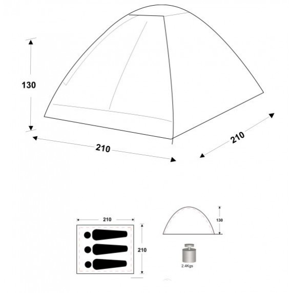 Cort camping 180x210x120cm, Monodome II, Spartan
