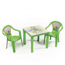 Masă pentru copii cu 2 scaune - verde - Inlea4Fun Preview